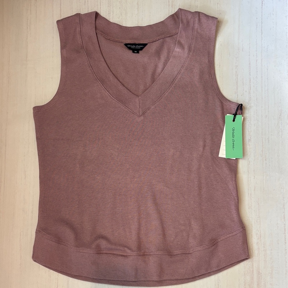 NWT New With Tags Wallace Evera Rose-Mauve V-Neck Sleeveless Knit Tank